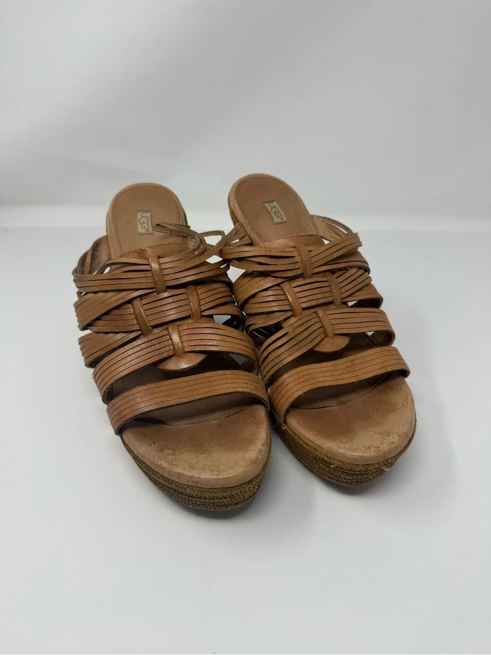 UGG Women's Brown Braided Wedge Sandals size 9